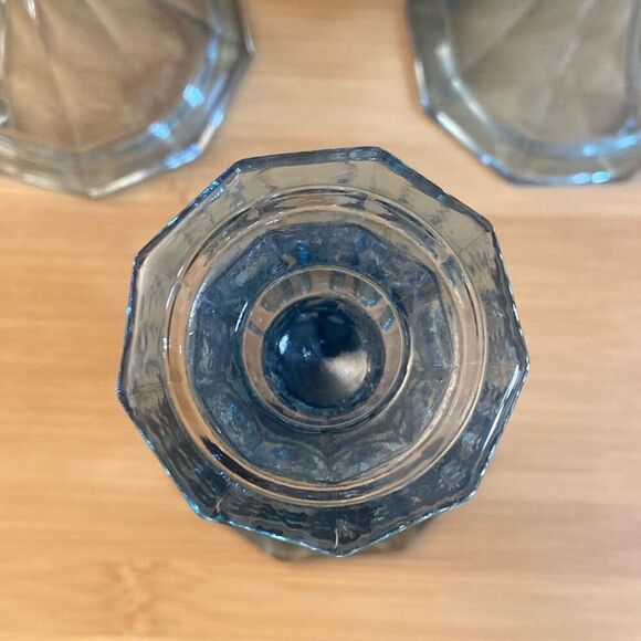 Vintage Set of 3 Glass Fostoria Virginia Light Blue Candlestick Holders - Picture 6 of 10